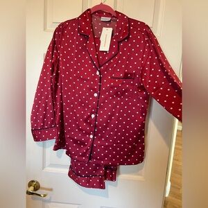 Red silky luxury PJ’s, Polka Dot Set; Xmas, Vacation, or Pajama Party ready!